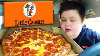 Trying Little Caesars Stuffed Pretzel Crust Pizza MUKBANG [upl. by Retsehc261]