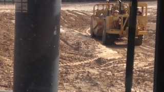 Dressta TD25M pushing Cat 627B scrapers  Operator point of view [upl. by Eaneg]