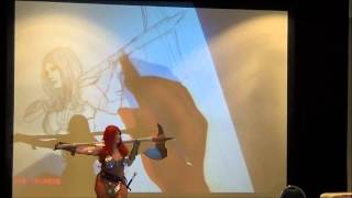 Frank Cho drawing Ivy Doomkitty as Red Sonja [upl. by Llenrad]