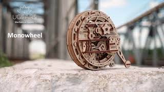 Jednokołowiec Model mechaniczny UGEARS  Zestaw do własnoręcznego składania bez kleju [upl. by Eberhart361]