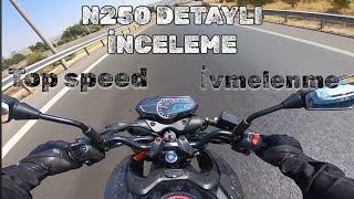 BAJAJ PULSAR N250 DETAYLI İNCELEME  TOP SPEED  HER VİTES KESİCİ [upl. by Solnit]