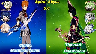 50 C0 Childe National Team amp C1 Tighnari Hyperboom Spiral Abyss Floor 12 Full Star [upl. by Enayd]