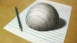 Trick Art on Line Paper  Drawing Half Sphere  Optical Illusion  Drawing Art HowToDraw [upl. by Imugem]