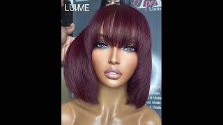 How to style bob wig with bangs wigforblackwomen wigwithbangs humanhairwig bobwig [upl. by Adnuhsar837]