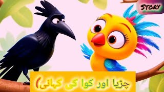 The crow and the little bird story🐦🐦🐦‍⬛ cartoon moral stories story [upl. by Enimassej]