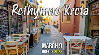 Rethymno Crete March 9 2023 walking tour in 4k [upl. by Eric]