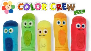 Learn Colors for Babies w Color Crew Live  Coloring w Giant Crayons  Learning Videos for Toddlers [upl. by Juster708]