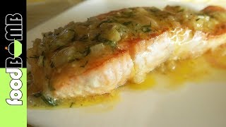 70 Zalm bakken met Mosterd Dille Saus  Foodbomb [upl. by Ivel]