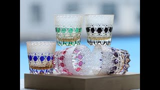 Traditional Edo Kiriko glass cutting multicolor whiskey glass tumblers [upl. by Hanima]