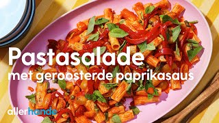 Koude pastasalade met geroosterdepaprikasaus  Recept  Allerhande [upl. by Aicela]