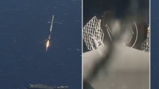 SpaceX Rocket Landing At Sea Captured By OnBoard Camera Chase Plane  Video [upl. by Teerpnam]