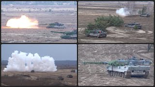 Gefechtsschießen Leopard 2 vom PzLehrBtl 93 in der Oberlausitz [upl. by Bj990]