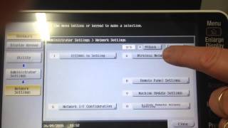 Konica Minolta bizhub C284e Wireless Settings [upl. by Annelg449]