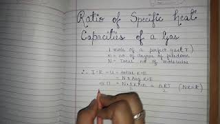 Ratio of specific heat capacities of a gas for monotomic diatomic amp triatomic gas [upl. by Ezeerb]