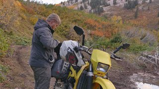 Fall motorcycle camping in the mountains cinematic adventure  DRZ400 [upl. by Neerom602]