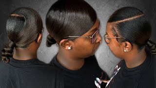 Low Knot Ponytail  Swoop with Weave and Braiding Hair [upl. by Neeneg634]