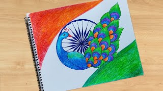 Independence Day Drawing for Competition  Easy Drawing for Kids using Crayons  15th August Special [upl. by Aniuqahs314]