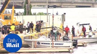 One dead after helicopter crashes into Wisconsin river [upl. by Eutnoj]