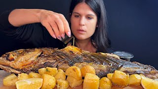 HUGE GRILLED FISH amp POTATOES  MUKBANG  ASMR  EATING SOUNDS [upl. by Treat]