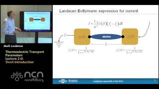 nanoHUBU Thermoelectricity L20 Thermoelectric Transport Parameters  Short Introduction [upl. by Seow]