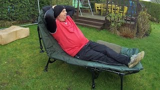 Cyprinus Wide guy xl 8 Leg Carp Bed chair Review camping [upl. by Hamal814]