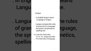 What is langue and parole in linguistics bsenglish linguistics exam langueandparole [upl. by Attirb547]