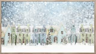 Framed Vintage Christmas Village TV Art Screensaver with Snowfall and Soft Christmas Music  2 Hours [upl. by Llerreg]