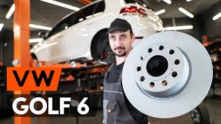 How to change rear brake discs  rear brake rotors on VW GOLF 6 5K1 TUTORIAL AUTODOC [upl. by Booth]