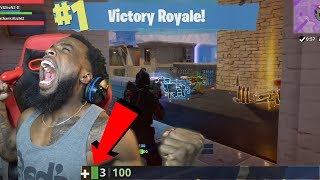 GREATEST WIN OF FORTNITE IN MY HISTORY WON WITH 3 HP FORTNITE FUNNY MOMENTS AND RAGE 4 [upl. by Warton]