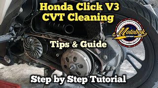 Honda Click V3 CVT Cleaning Step by Step Tutorial with Tips amp Guide [upl. by Nosae]