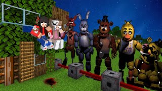 BASE SECRETA NA ÁRVORE 100 SEGURA CONTRA O ANIMATRONICS NO MINECRAFT [upl. by Aara83]