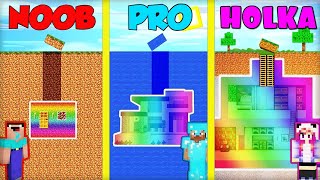 NOOB vs PRO vs HOLKA STAVÍ TAJNOU DUHOVOU BASE V MINECRAFTU [upl. by Engelhart]