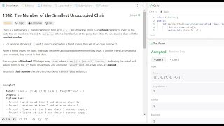 1942 The Number of the Smallest Unoccupied Chair  LeetcodeDailyProblemSolution  in c [upl. by Nosnek41]