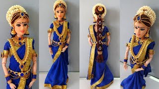 Barbie doll saree making  South indian bridal doll dress and jewellery  Barbie saree draping [upl. by Cathy]