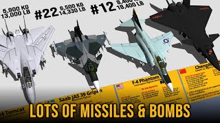 Fighter Aircraft with Most Missiles  Weapon Payload Comparison 3D [upl. by Netti]