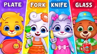 The Table Song by RV AppStudios  Plate Fork Knife and Glass  Kids Songs and Nursery Rhymes [upl. by Idnerb]