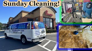 Deep Cleaning A ChickFilA Restaurant How it’s done Bonus soiled travertine tile clean [upl. by Rakel]