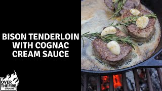 Bison Tenderloin with Cognac Cream Sauce 🥩🔥  Over The Fire Cooking shorts [upl. by Folsom]