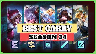 Best Heroes For Solo Carrying Season 34  Mobile Legends [upl. by Attaymik]