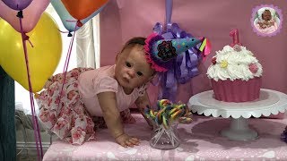 BIG BIRTHDAY SURPRISE PARTY FOR REBORN BABY NATALIE  THEME THURSDAY  SWEET TREATS [upl. by Latvina]