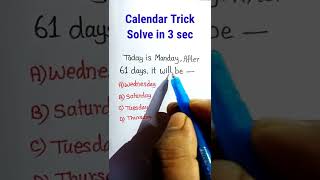 Calendar Trick  Reasoning Classes  Reasoning Questions  Math Trick shorts [upl. by Anirazc]