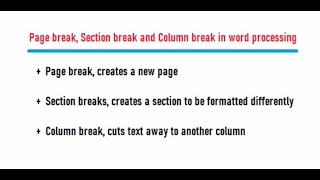 Using Page break Section break and Column break in MS Word [upl. by Olen]