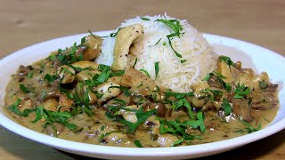 Sahne Geschnetzeltes in Champignons Rahm SauceHähnchen Geschnetzeltes mit Hähnchenbrust in Pilzsoße [upl. by Hametaf540]