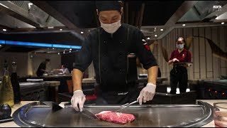 Miyazaki Wagyu Steak quotmedium wellquot  Steakhouse in Bangkok [upl. by Ubald]