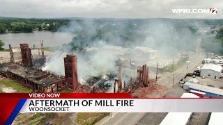 Video Now Drone footage shows the aftermath of Woonsocket mill fire [upl. by Dhar494]