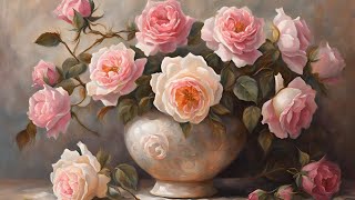 Romantic Vintage Roses  40 Minutes of Relaxing Floral Ambience  TV Wallpaper [upl. by Champagne12]