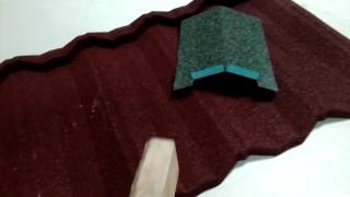 Tefute stone coated metal roof tile and ridge simple durability and sound dampening demo [upl. by Euqenimod]