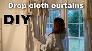 Diy Dropcloth curtains  NO SEW CURTAINS  Farmhouse Curtains [upl. by Llennod]