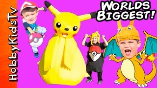 Giant PIKACHU Surprise Egg with HobbyKidsTV [upl. by Mccreary]