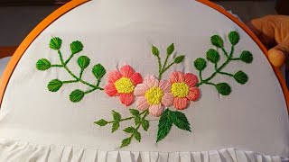 Hand embroidery flowers for dressdress designArtsampDesign [upl. by Atiuqahc148]